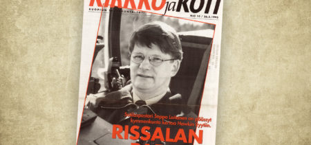 Kirkko ja koti -lehden kansikuva vuodelta 1995, kannessa sotilaspastori Seppo Laitanen