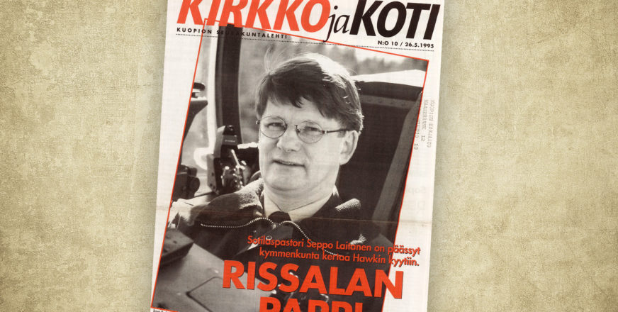Kirkko ja koti -lehden kansikuva vuodelta 1995, kannessa sotilaspastori Seppo Laitanen