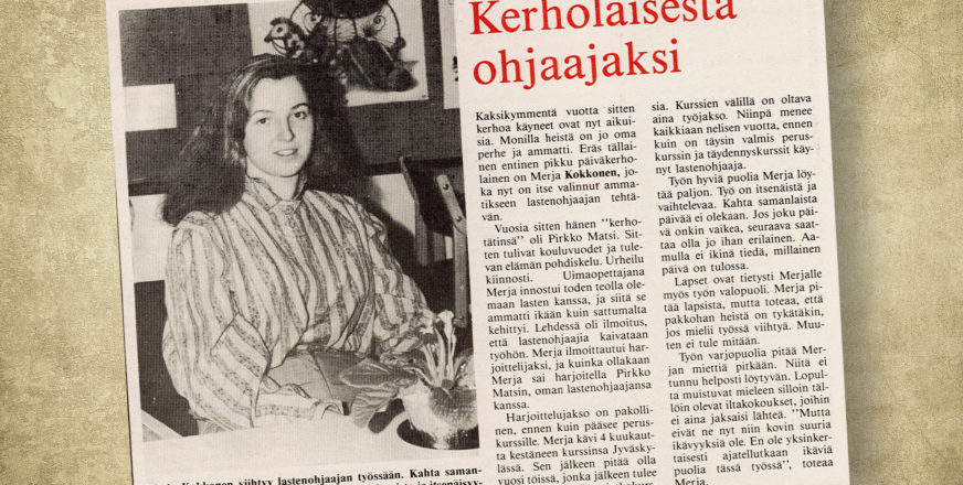 Vanha lehtiartikkeli Kirkko ja koti -lehdestä vuodelta 1987