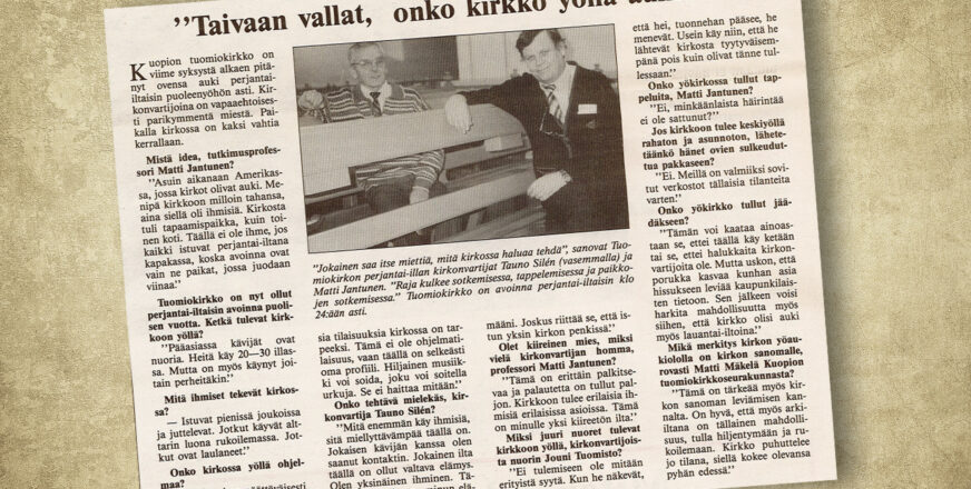 kuva Kirkko ja koti -lehden artikkelista vuodelta 1994