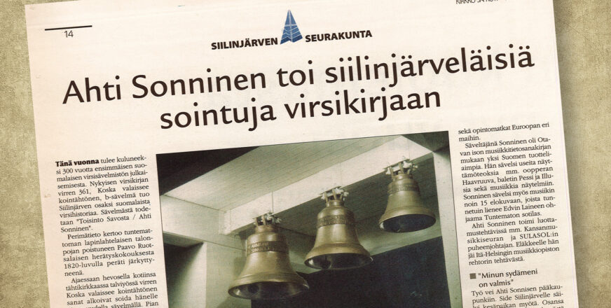 Kuva Siilinjärven omasta sivusta Kirkko ja koti -lehdessä vuonna 2002.